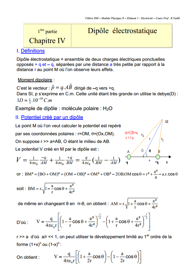 cours electrostatique prepa